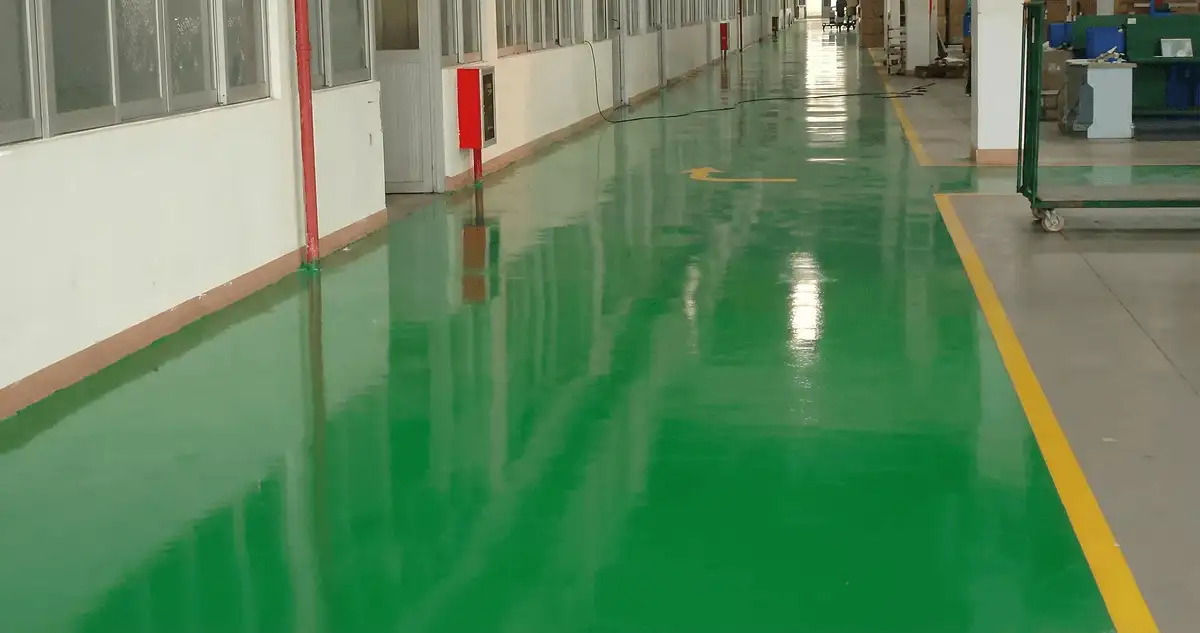 A factory floor professionally covered and marked with epoxy flooring in Green Bay, WI